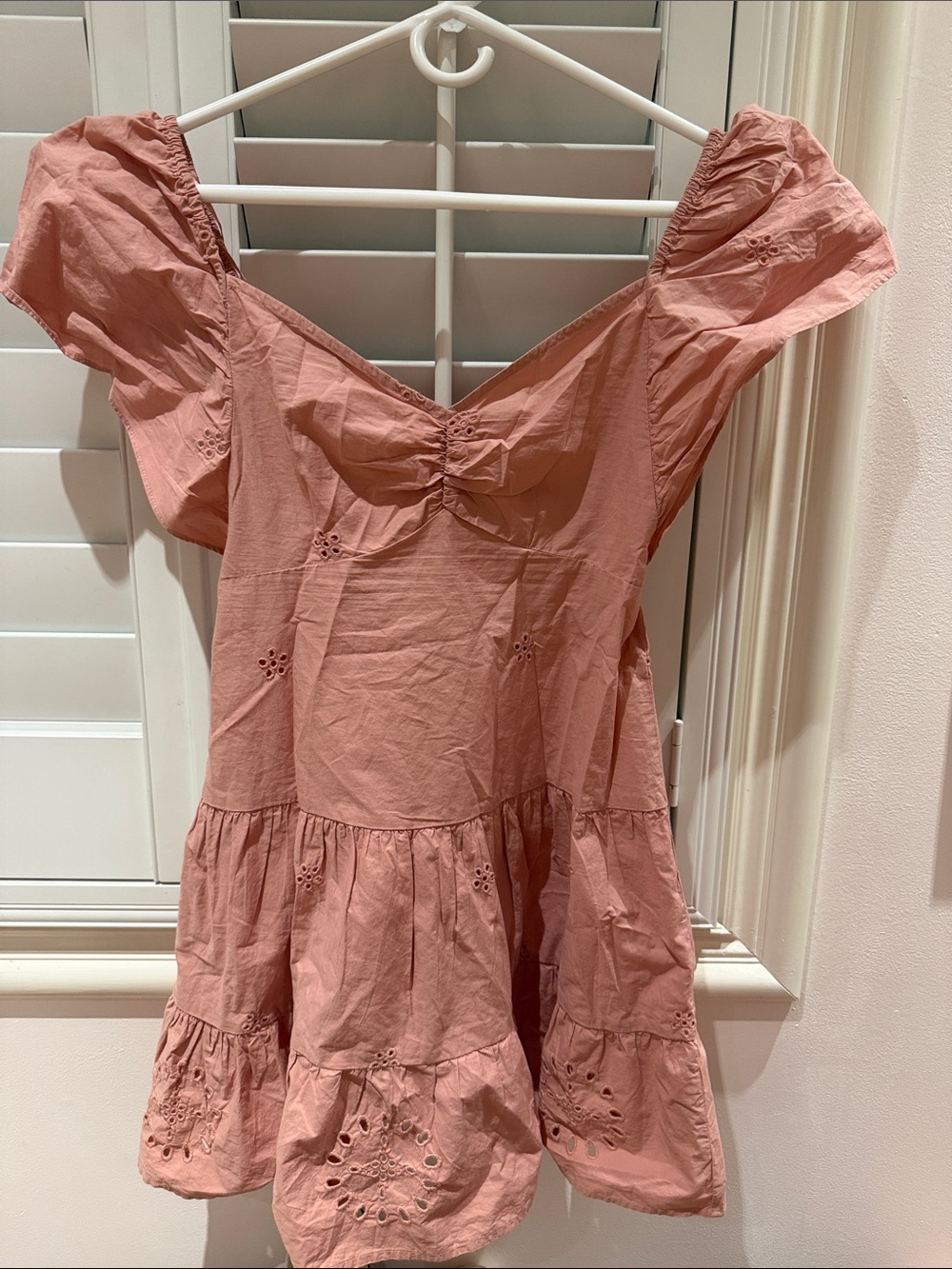 Zara Dusty Pink Eyelet Tiered Tunic